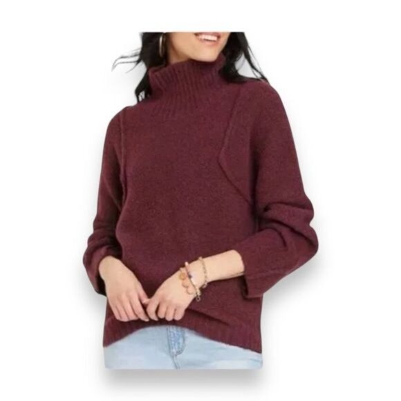 Universal Thread Women’s Mock Turtleneck Pullover Sweater, Burgundy, size M - Picture 1 of 8